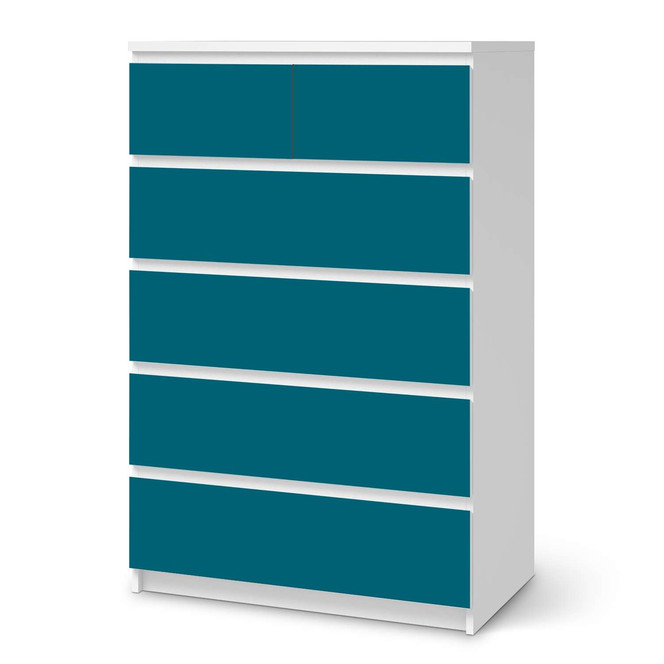 Möbel Klebefolie IKEA Malm Kommode 6 Schubladen (hoch) - Türkisgrün Dark- Bild 1
