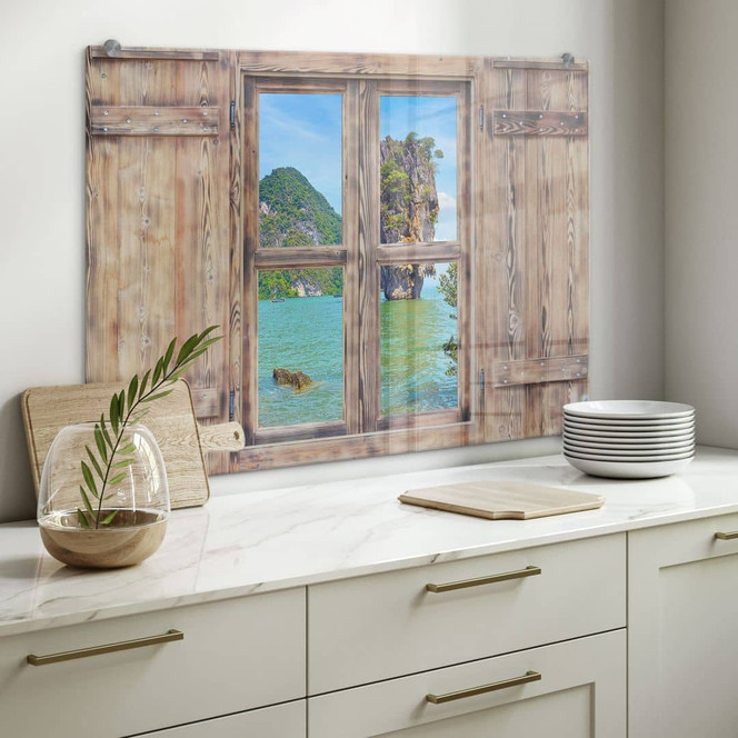 Spritzschutz 3D Holzfenster - Khao Ta Pu Island