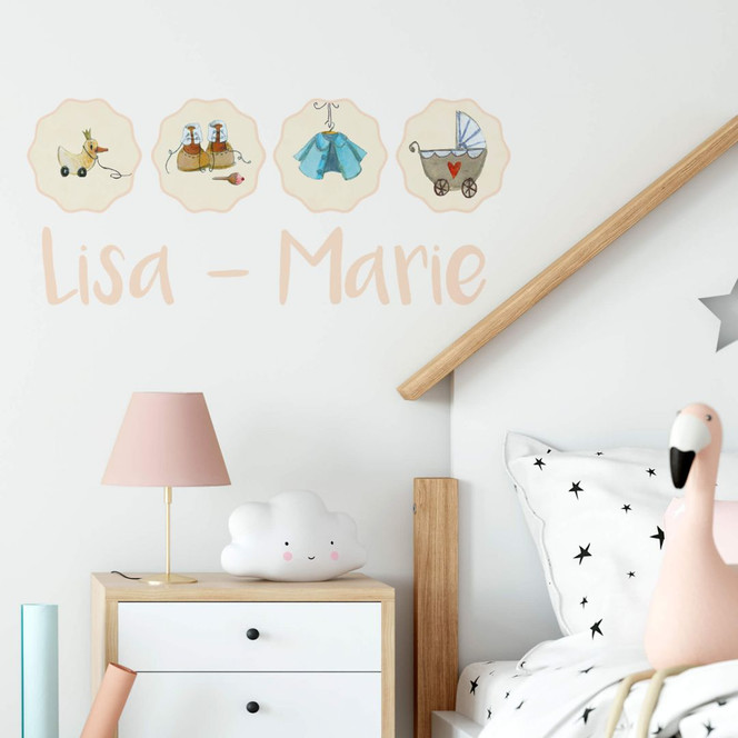 Wandtattoo & Name Leffler - Babyglück