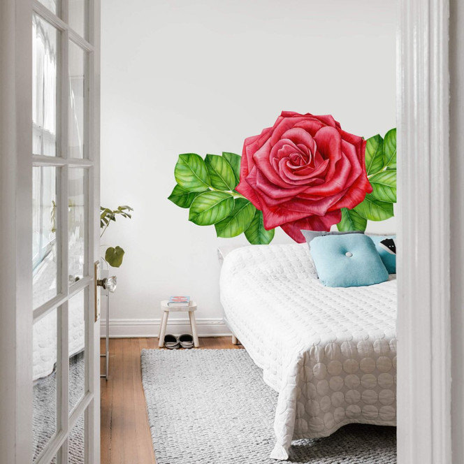 Wandtattoo - Rote Rose XXL