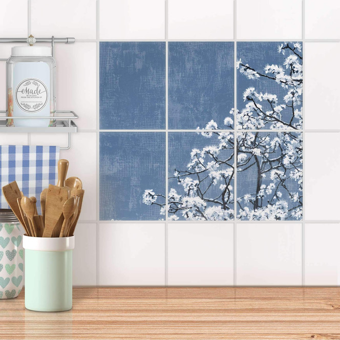 Fliesenaufkleber hoch - Spring Tree - 6er Set