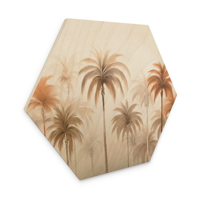 Hexagon Holzbild Tropische Landschaft mit Palmen - Haase