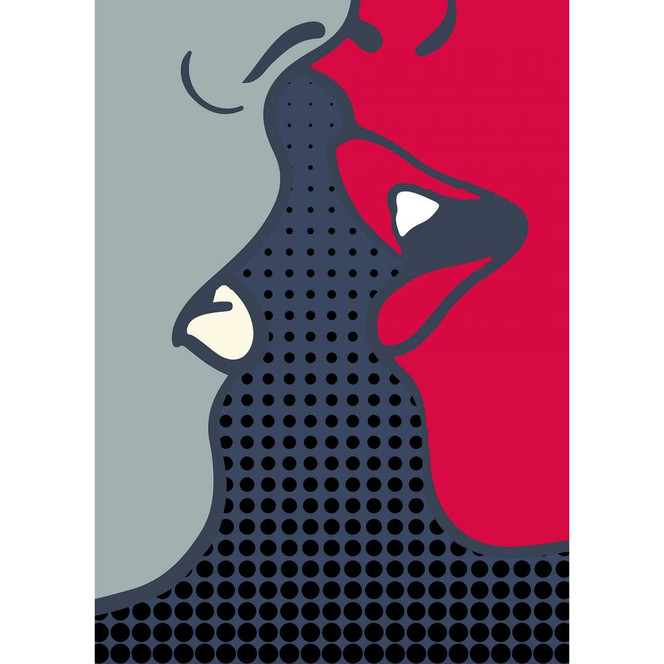 Livingwalls Fototapete ARTist The Kiss abstrakte Kunst grau, rot, schwarz, weiss - Bild 1