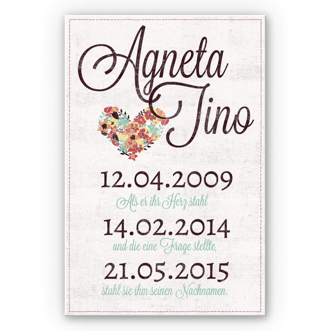 Wandbild + Wunschtext - Als er ihr Herz stahl