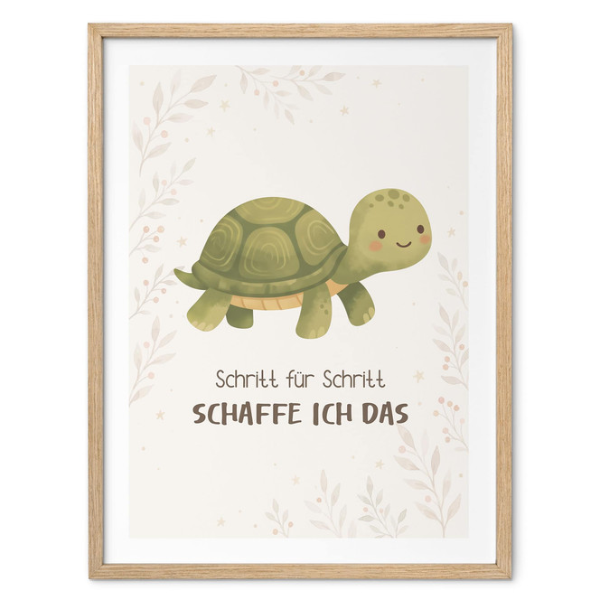 Affirmationsposter "Schritt für Schritt schaffe ich das" mit Schildkröte für Kinder