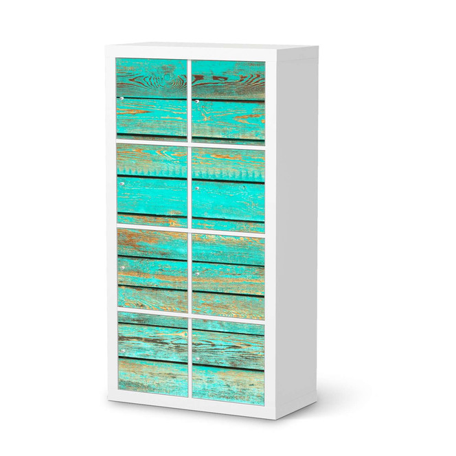 Klebefolie IKEA Expedit Regal 8 Türen - Wooden Aqua- Bild 1