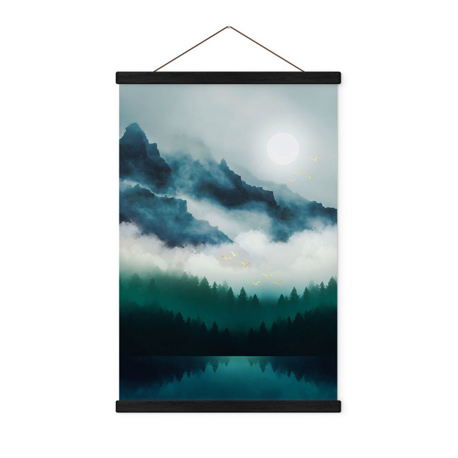 Stoffbild Neblige Landschaft in der Nacht - SpaceFrog Designs