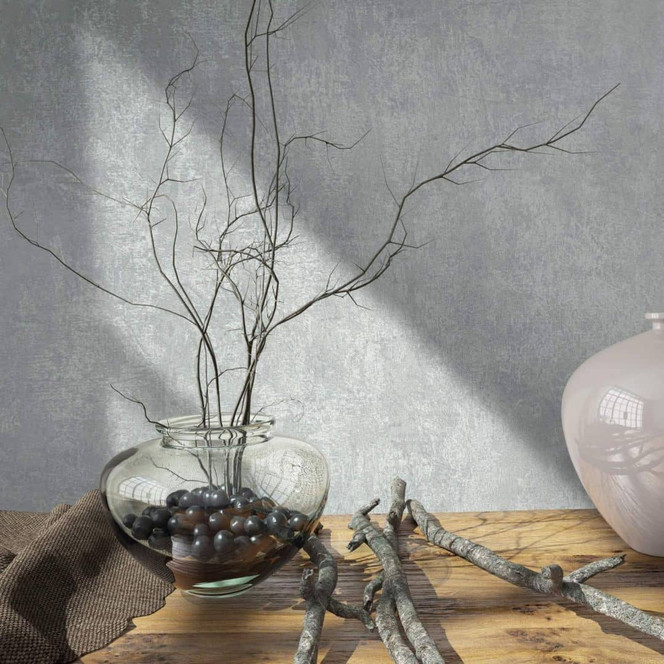 Vliestapete in glänzender Betonoptik grau Struktur
