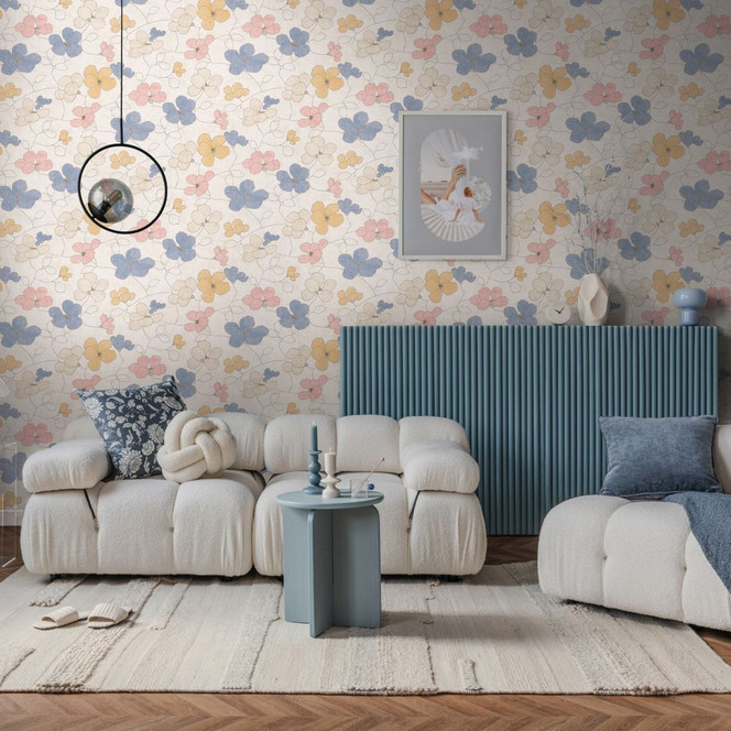 Vliestapete Retro - feines Streifenmuster in Greige & Naturton