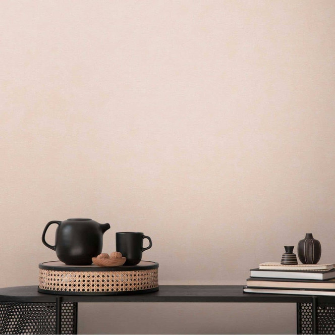 Strukturtapete in Leinenoptik Rosé – Dezente Vliestapete modern & elegant