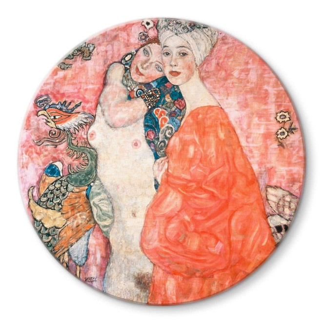 Glasbild Klimt - Die Freundinnen - Rund