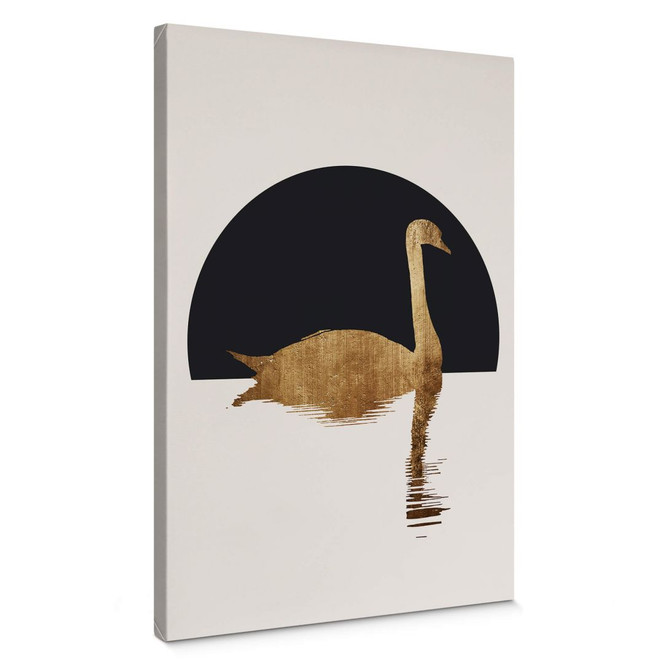 Leinwandbild Kubistika - Schwanensee im Halbmond