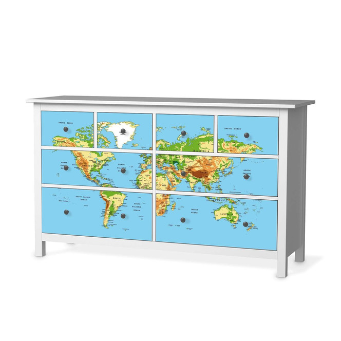 Möbelfolie IKEA Hemnes Kommode 8 Schubladen - Geografische Weltkarte- Bild 1