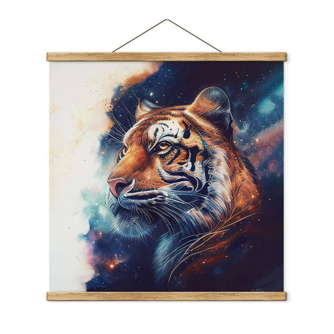 Stoffbild Heine - Tiger im Sternenhimmel - Quadratisch