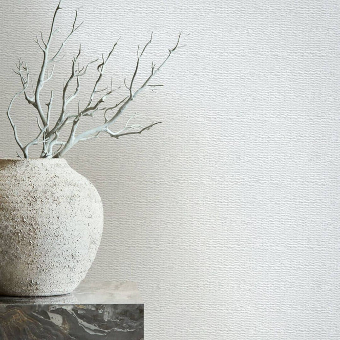 Vliestapete mit geflechteter Holzoptik grau, weiss Textiloptik