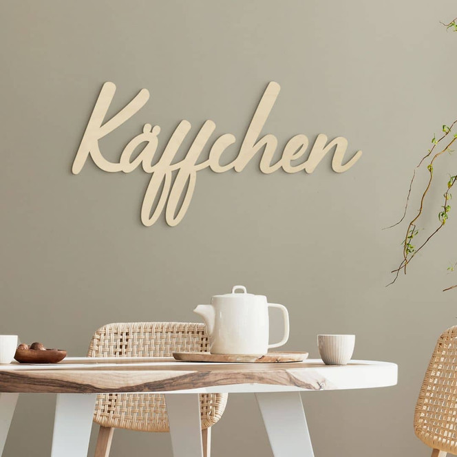 Wanddeko für die Küche - Schriftzug Käffchen - Pappel