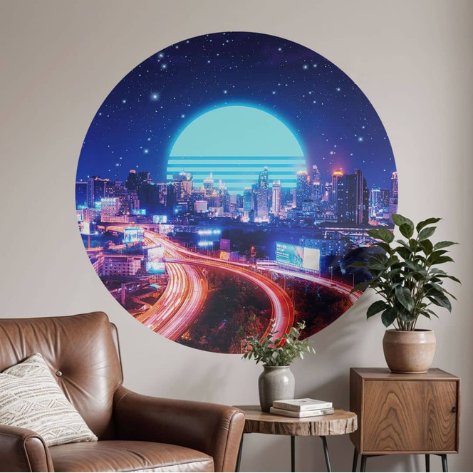 Wandtattoo Cyber City Bangkok - Takkar - Rund