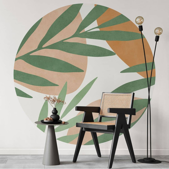 Fototapete Abstrakte Zweige im tropischen Look - Costa - Rund - Selbstklebend/Vlies