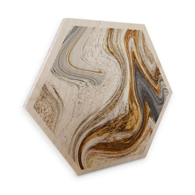 Hexagon - Holz Birke-Furnier - Golden Struggle