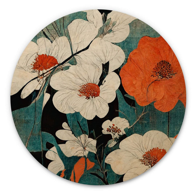 Holzbild Asiatische Blütenpracht - Treechild - Rund