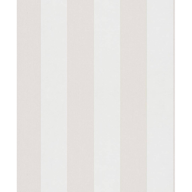 Vliestapete mit strukturierten Blockstreifen weiss, beige Streifen