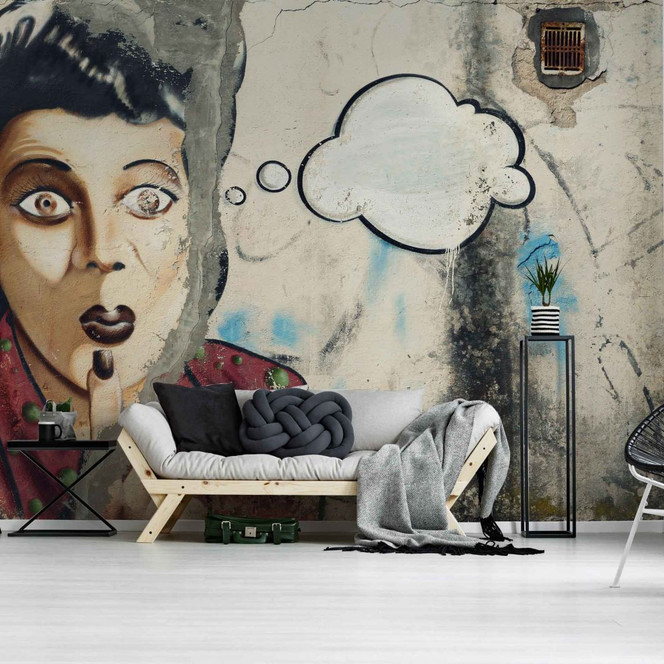 Fototapete Fantasy StreetArtWoman in grau beige - Vliestapete Designwalls 2 - 2.55x3.5 m