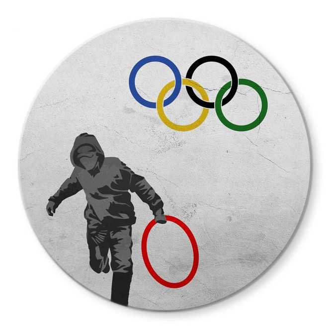 Glasbild Banksy - Olympics - Rund