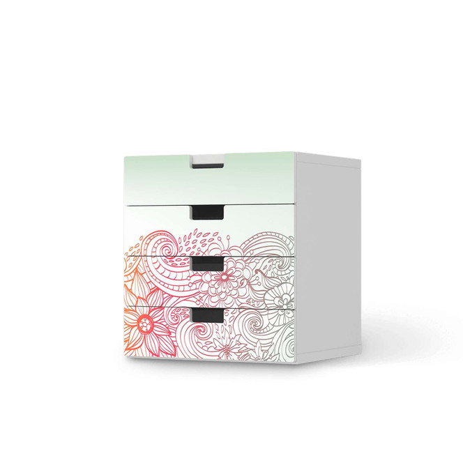 Klebefolie IKEA Stuva / Malad Kommode - 4 Schubladen - Floral Doodle- Bild 1