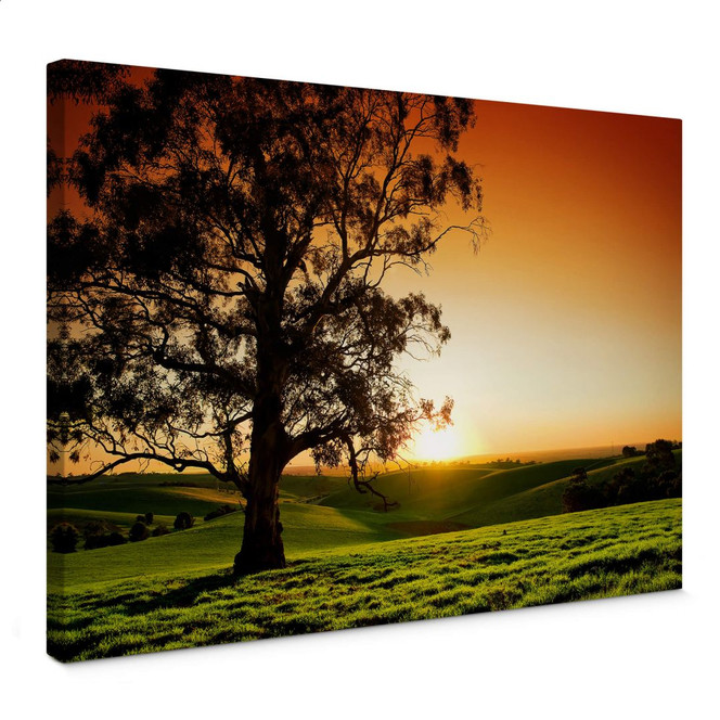 Leinwandbild Sonnenuntergang über den Hügeln