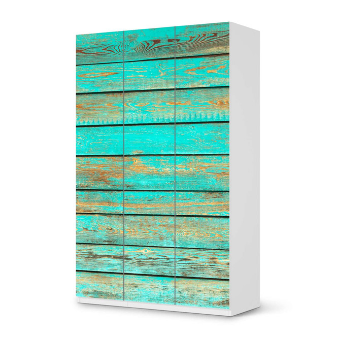 Möbelfolie IKEA Pax Schrank 236cm Höhe - 3 Türen - Wooden Aqua- Bild 1