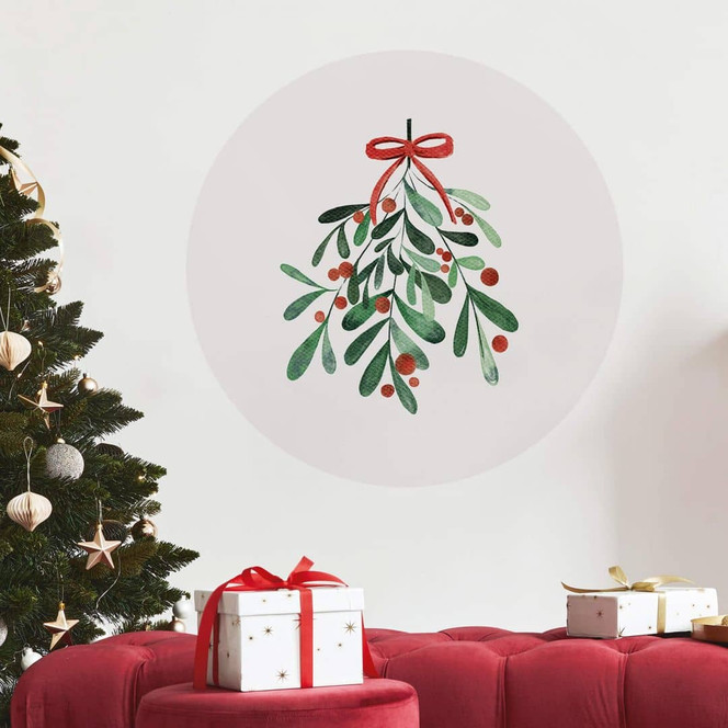 Wandtattoo Weihnachtlicher Mistelzweig Rund - Kristina