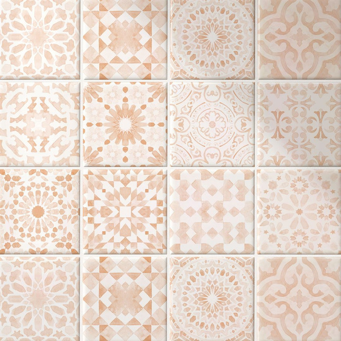 Fliesenaufkleber Fliesensticker Marokkanisches Muster - pfirsich - 12er Set