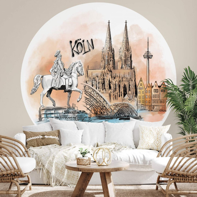 Fototapete Köln - Rund - Love your City - Selbstklebend/Vlies