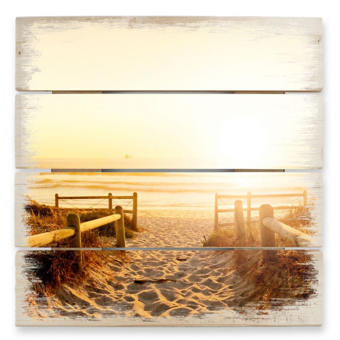 Holzbild Sunset at the Beach - 40 x 41.5 cm