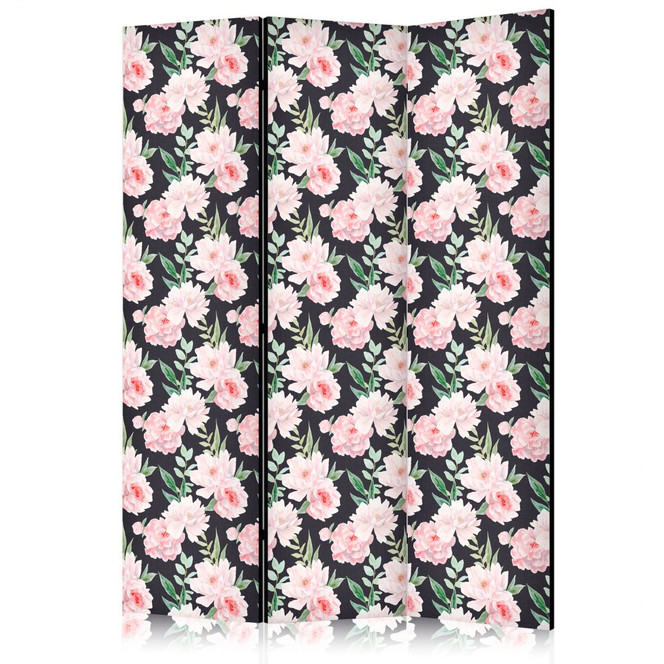 Paravent, Raumteiler freistehend, Trennwand - Peonies - Pink Floral Graphite