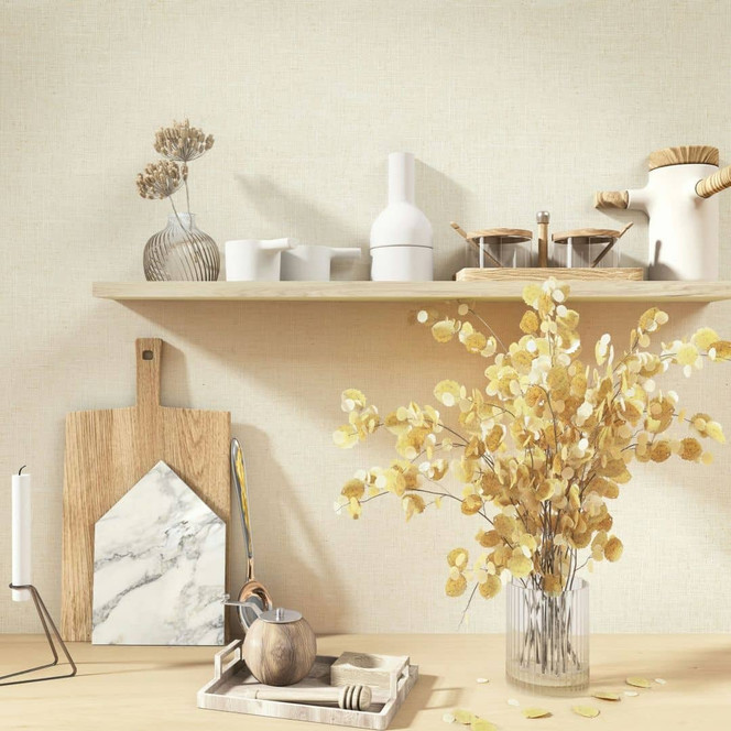 Vliestapete Textil, Struktur Uni Modern matt in Beige
