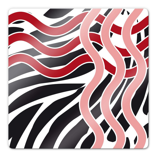 Glasbild Welle rot