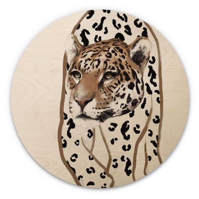 Holzbild Leopard Illustration - Roberg - Rund