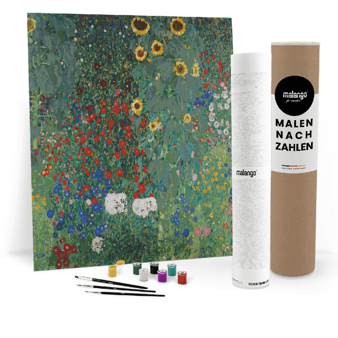 Malen nach Zahlen Leinwandbild - Klimt - Bauerngarten mit Sonnenblumen