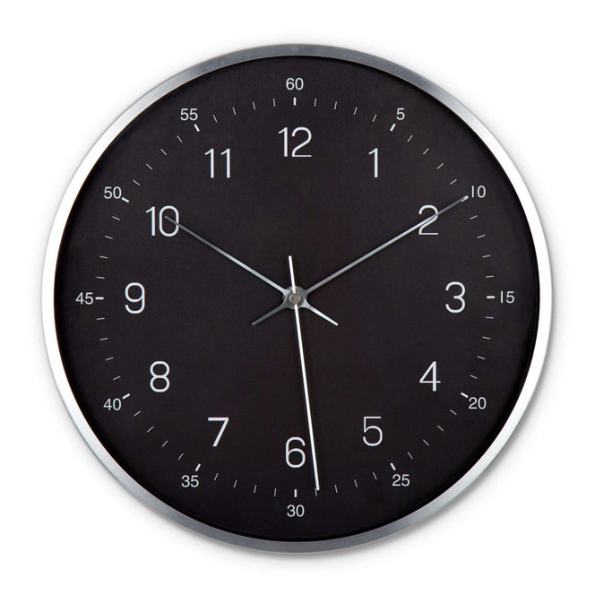 Moderne Wanduhr in Schwarz-Silber-Optik Ø30cm - Bild 1
