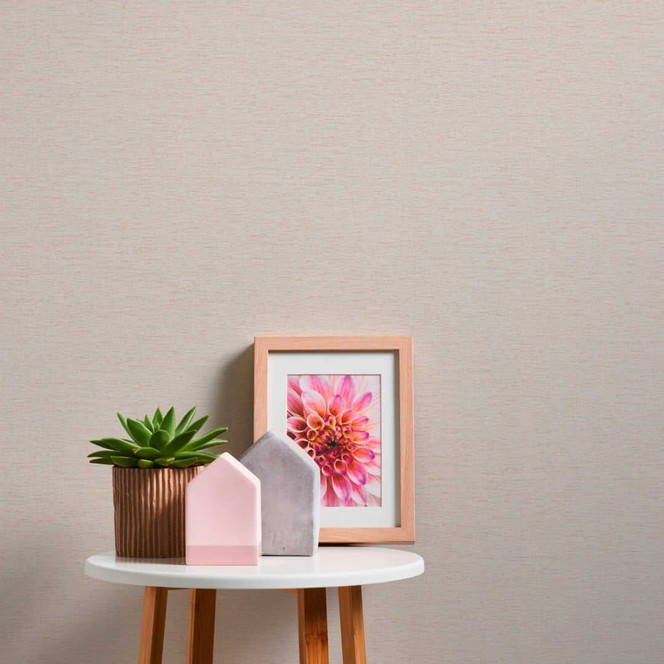 Unitapete mit horizontaler Gewebestruktur Creme-Weiss