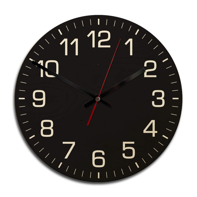 Holz-Wanduhr - Klassisch mit Minutenanzeige - negativ