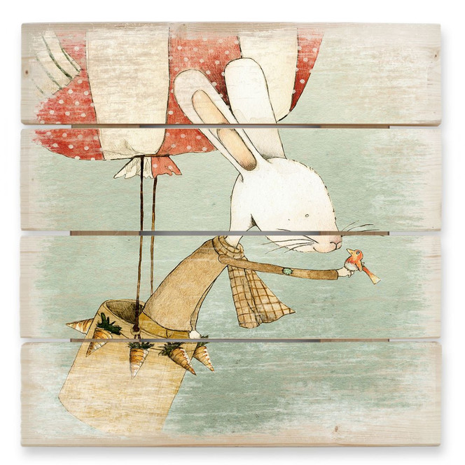 Holzbild Loske - Ballonfahrt - 40 x 41.5 cm