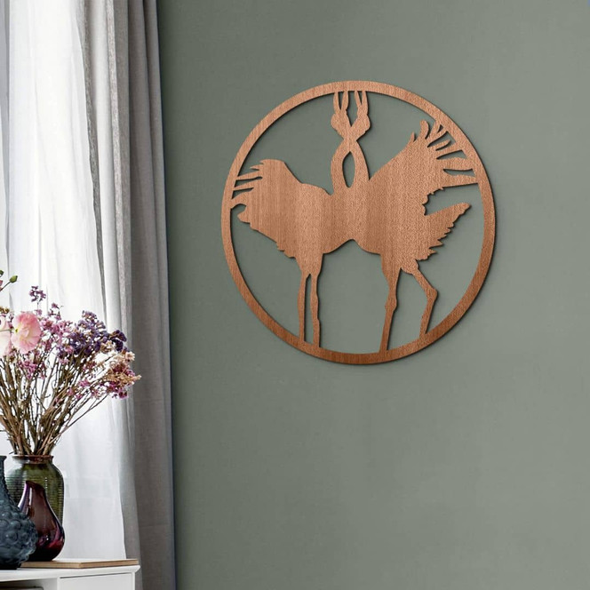 Holzdeko Mahagoni - Kranichpaar