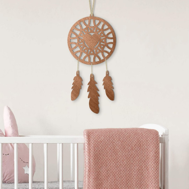 Holzdeko Mahagoni - Traumfänger Herz (4-teilig)