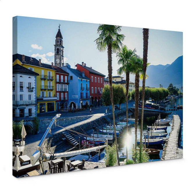 Leinwandbild Hafen am Lago Maggiore
