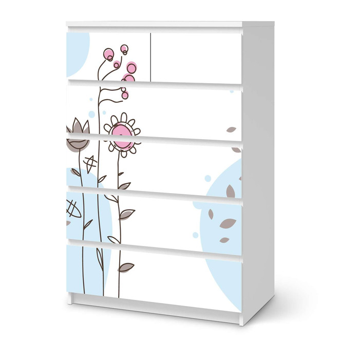 Möbel Klebefolie IKEA Malm Kommode 6 Schubladen (hoch) - Flowers 3- Bild 1