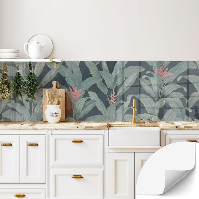 Selbstklebende Küchenrückwand Urban Jungle Tropenblätter Grün - Bloomery Decor