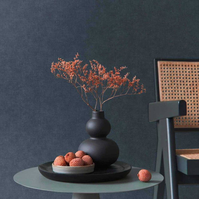 Strukturtapete mit Textil-Optik Dunkelblau – Edle Vliestapete – Moderne Wandgestaltung