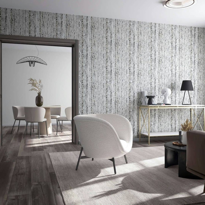 Vliestapete mit Travertin Steinoptik in natürlichem Look grau Struktur